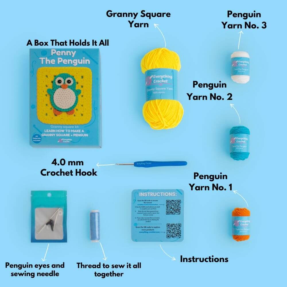 Penny The Penguin - Granny Square Crochet Kit