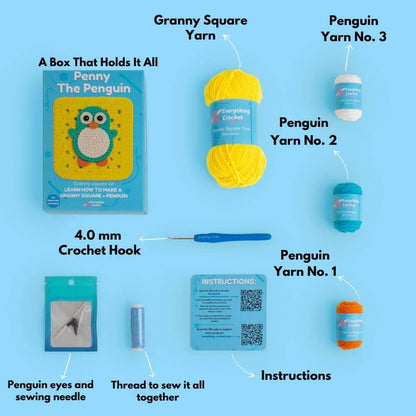 Penny The Penguin - Granny Square Crochet Kit