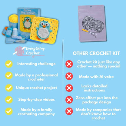 Penny The Penguin - Granny Square Crochet Kit