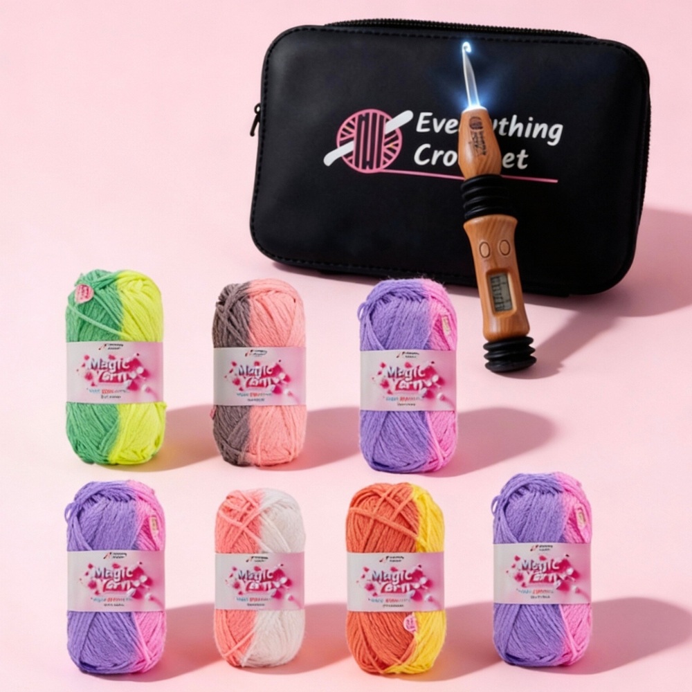 7 Magic Yarns & Crochet Set Bundle